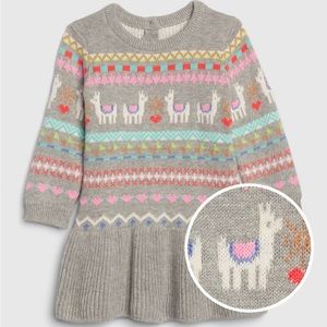 Baby Gap 6-12mos Winter Fair Isle Llama Sweater Dress